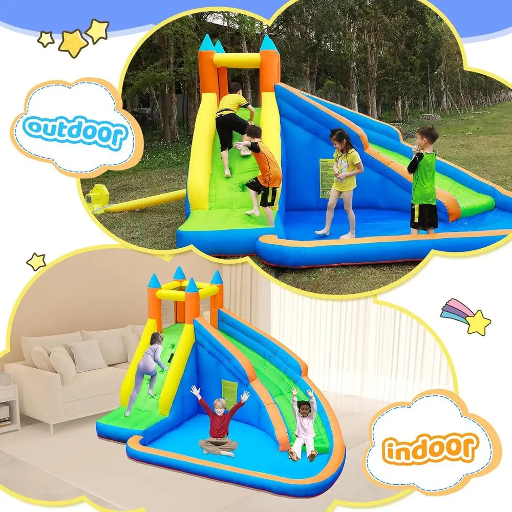 Scivolo d'acqua Iatable, scivoli d'acqua giganti per il cortile dei bambini con piscina per piatti da arrampicata, casa per rimbalzo d'acqua con S