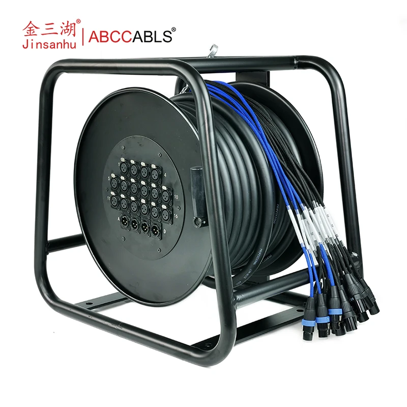 ABCCABLS 16 in 4 Out Audio Snake Cable Reel 20 Channel Stage Microphone Snake XLR Connectors PVC Jacket Combination Shielding