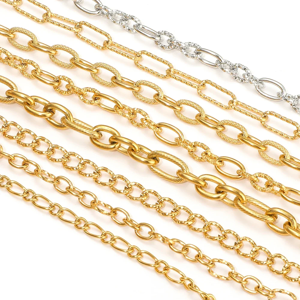 1 Meter Stainless Steel Gold 3:1 O Link Rolo Cable Chunky Chains for DIY Jewelry Making Bracelets Supplies Necklace Findings