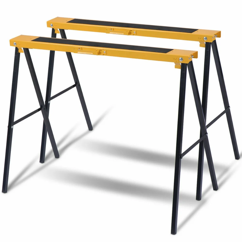 

2 Pack Heavy Duty Saw Horse Steel Folding Legs Sawhorse 275 lbs Capacity Portable Set of 2 Sawhorses Fast Open Legs for working