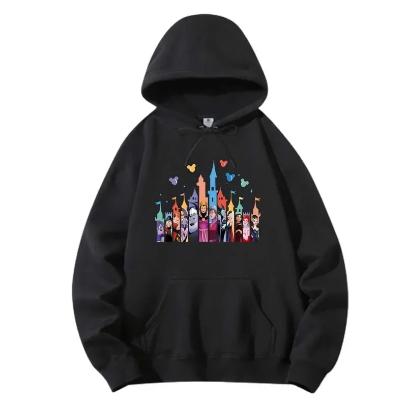 Funny Disney Villains Graphic Print Women Hoodies Harajuku 2023 Winter Long Sleeves Sweatshirt Pullover Female Streetwear Tops