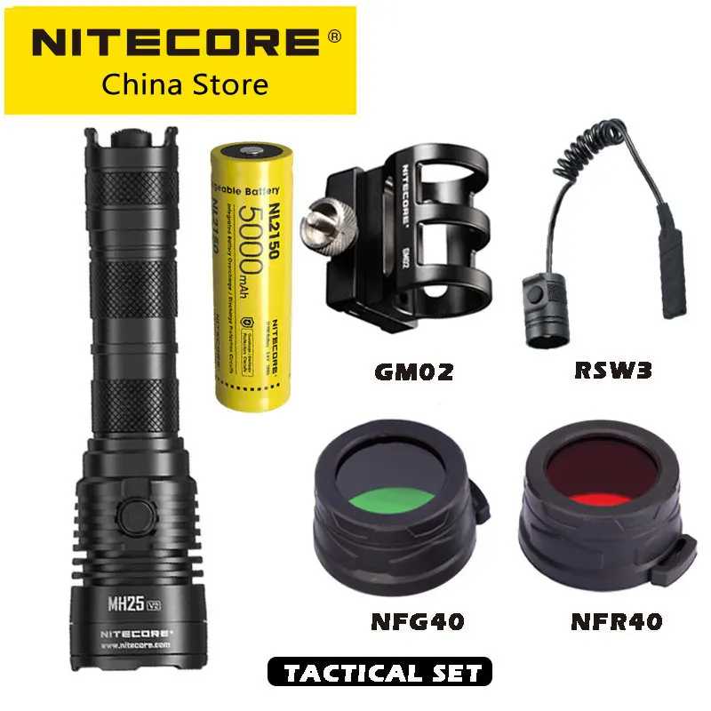 

NITECORE MH25 V2 Tactical Flashlight LED USB Rechargeable 1300 Lumens 475 M Long Range Flashlamp for Search Hunt, 21700 Battery