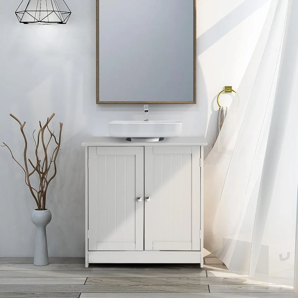 2 Doors Traditional Under Sink Cabinet Bathroom Space with Adjustable Shelf 3 5/8