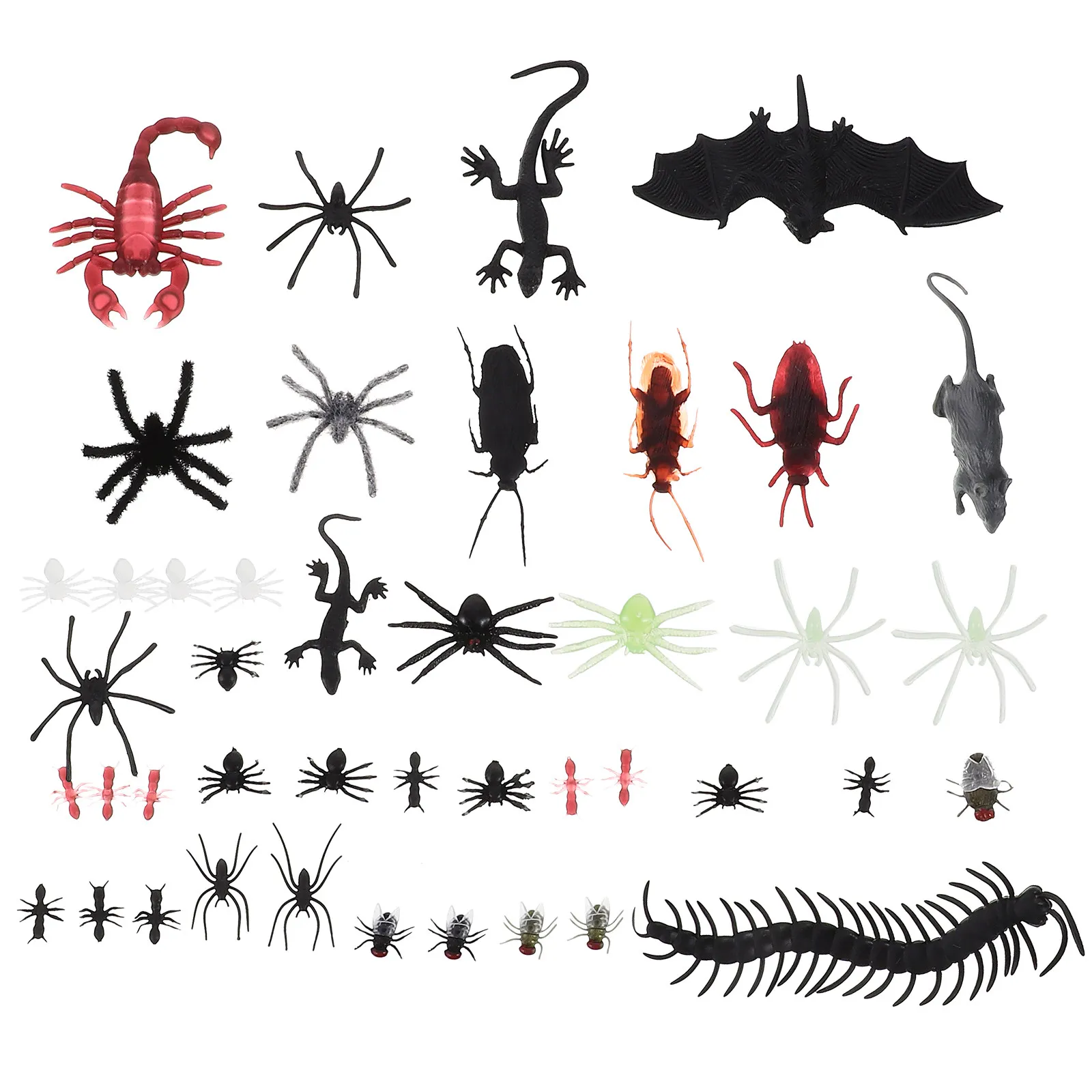 

44Pcs Prank Insects Realistic Plastic Bugs Scorpion Spiders Bats for Halloween Party Favors Decor Assorted Fake Creepy Props