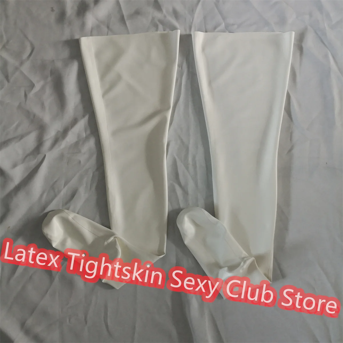 Latex Rubber Gummi Back White Stocking with Trmis Custom Made 0.4mm