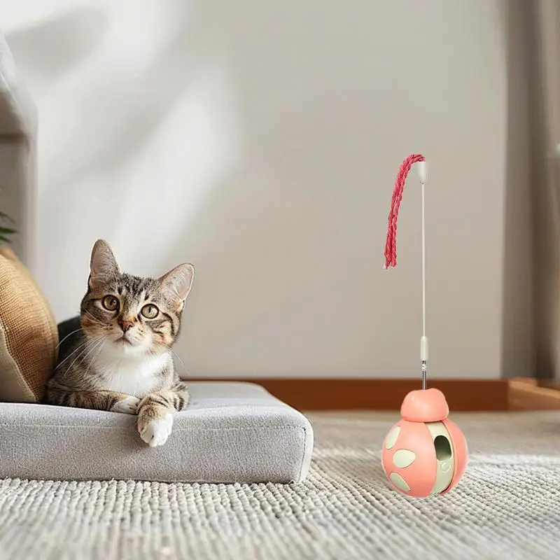 Interactive Toys For Indoor Cats Auto-Balancing Interactive Indoor Cat Toy With Teaser Slow-Feeding Treat Dispensing Pet Cat