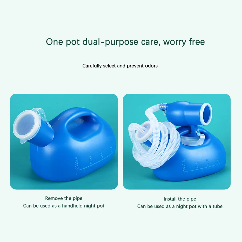 Toilet Supply For Men 2000ml Plastic Urinal With Urinary Catheter Male Bedridden Potty Pee Bottle Collector Portable Chamber Pot