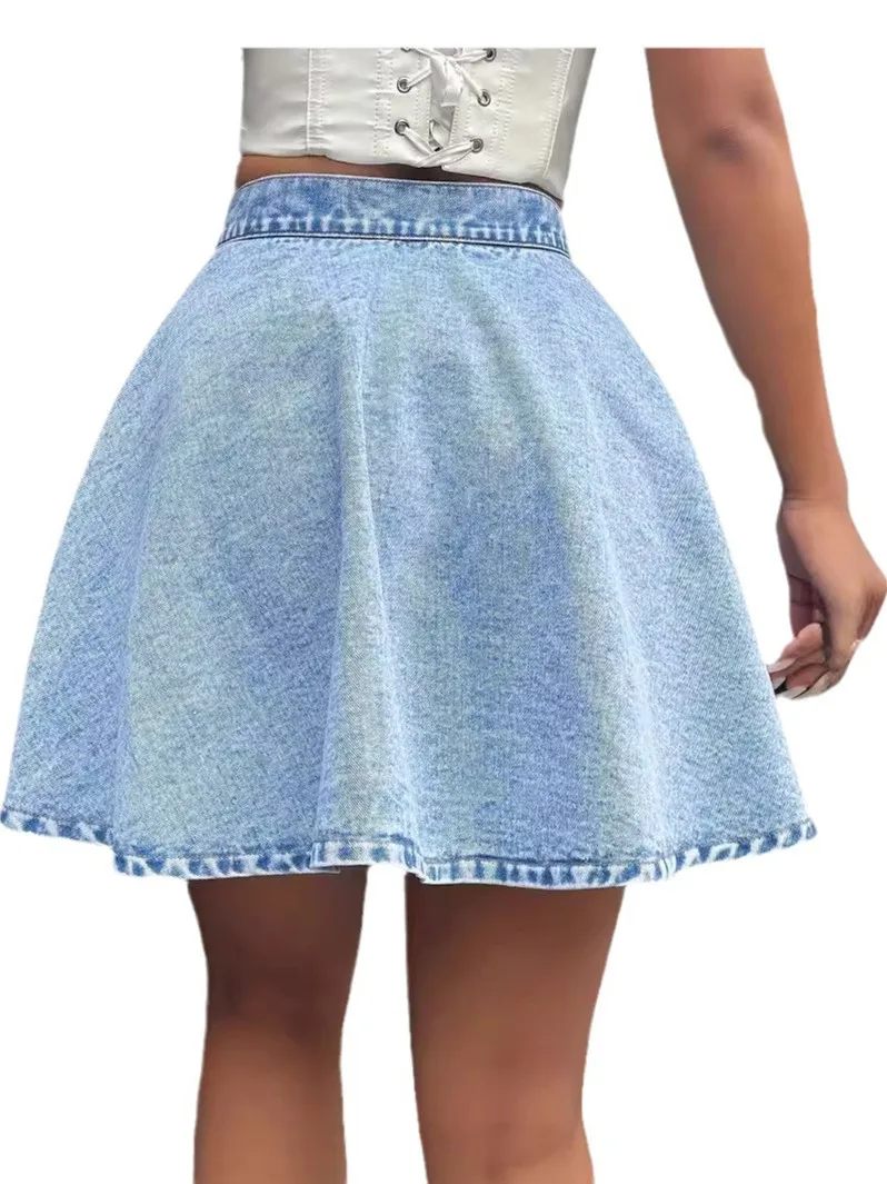 Jupe en jean de Cowboy ample taille haute, jupe trapèze de rue pour femmes, Collection d'été, tenue décontractée, jupe ort