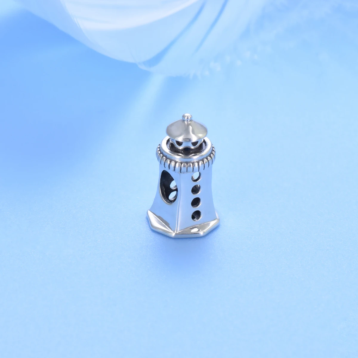 PANQDIY Joyera De Plata 925 Lighthouse Tower Bead Signal Tower Charm For Original Bracelet Bangle Necklace 925 Silver Jewelry