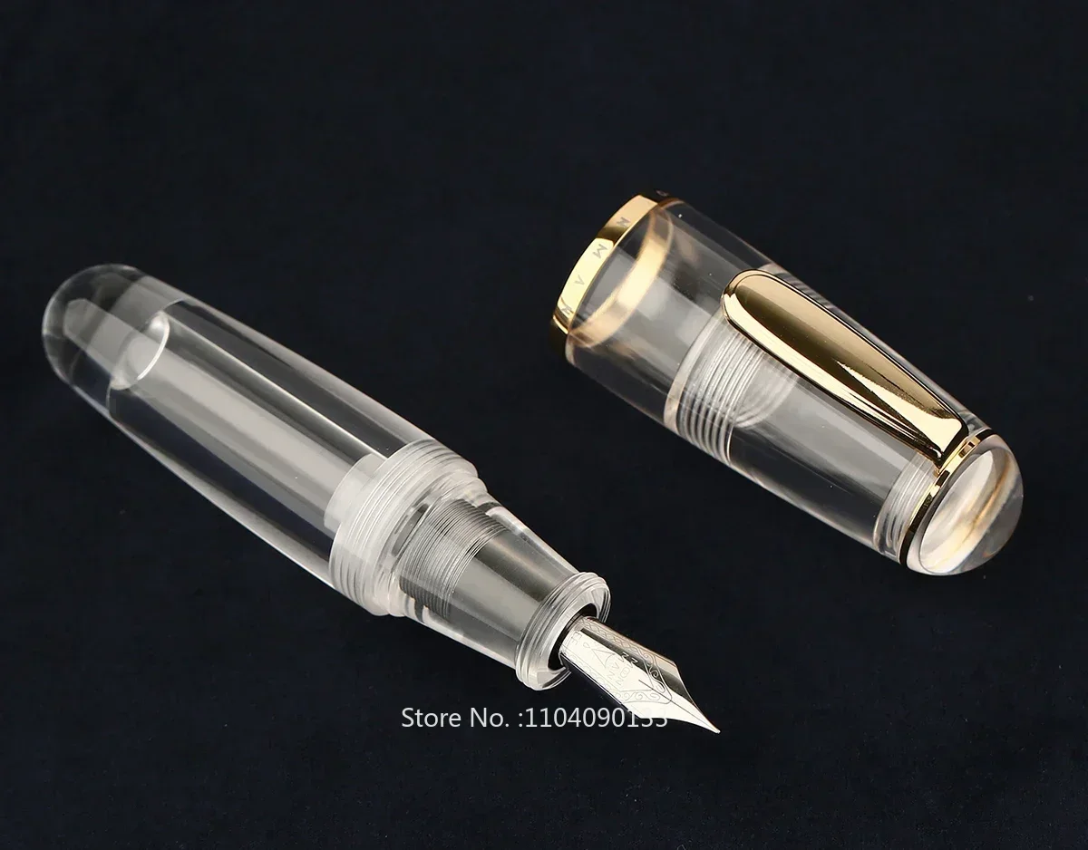 MAJOHN  Q1 Mini Acrylic Fountain Pen Transparent Portable Ink Pen Iridium EF/F Nib Palm Short Writing Set for Travel