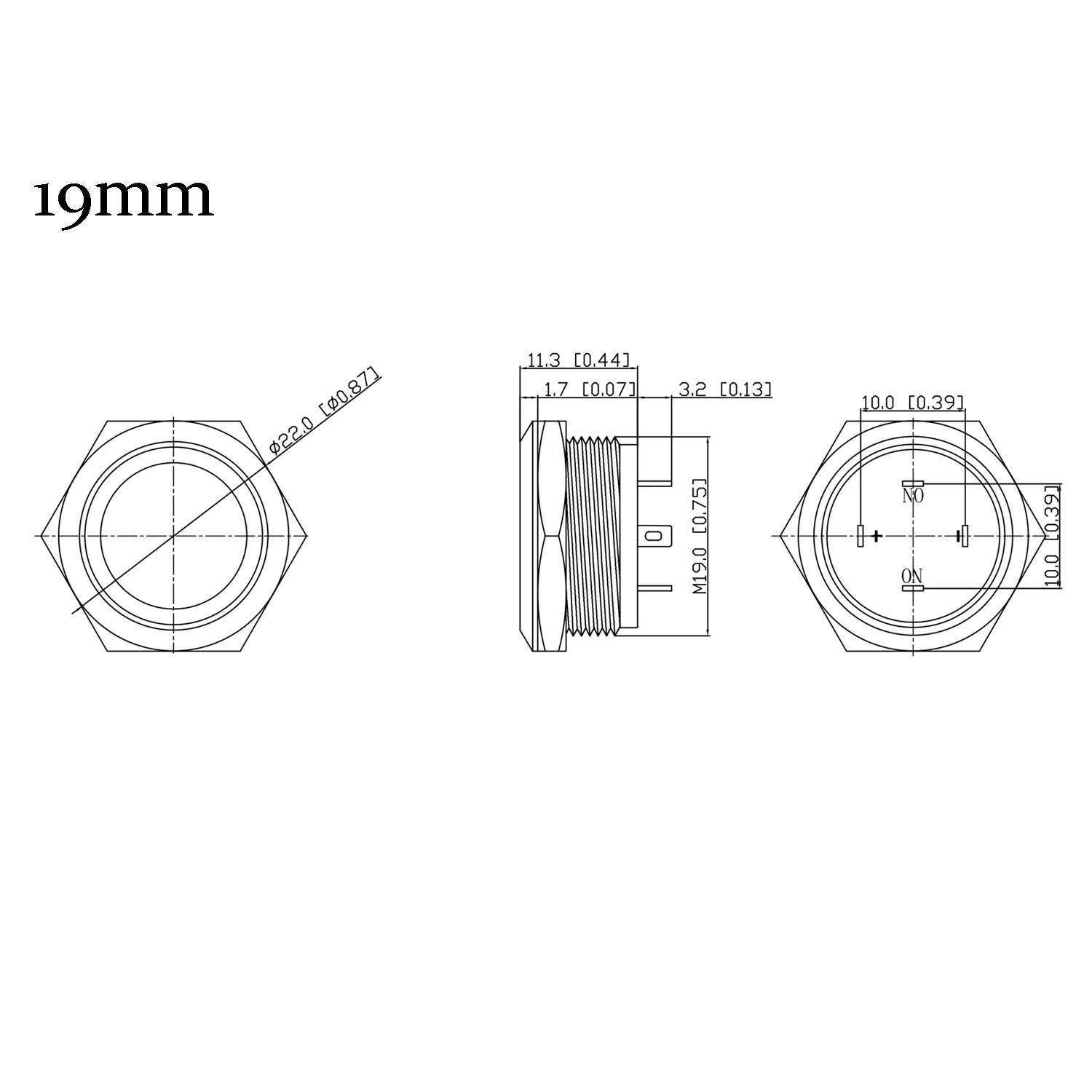 19mm Short Tiny Metal Switch IP65 Push Button LED 3V 6V 12V 24V Momentary Not Fixed Dashboard Elevator Power ON Button