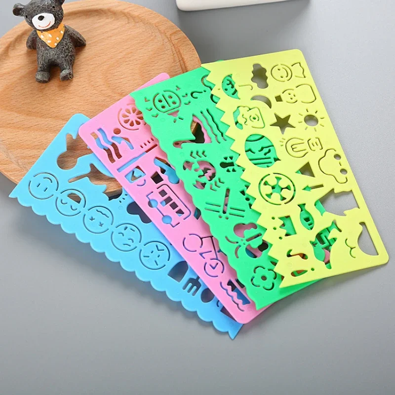 Set of 4 pieces Kids Drawing Toys Drawing Template Board Plastic Ruler Learning Toys Educational Toys for Children