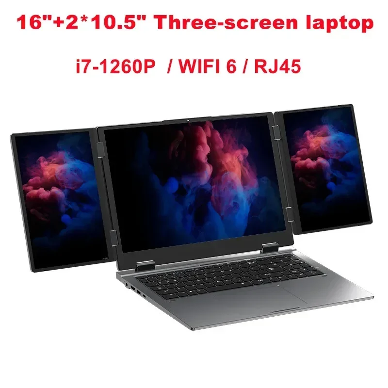 SZBOX MAX16 Core i7-1260P Triple-Display Laptop 16 inch + 2*10.5inch Screen Windows 11 Pro DDR4 WIFI6 RJ45 Mental Shell Mini Pc