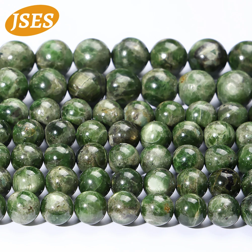 Natural Green Diopside Beads Alalite 8/10mm Loose Smooth Round Gemstone Beads for Jewelry Making Braclet Necklace Diy Accessory