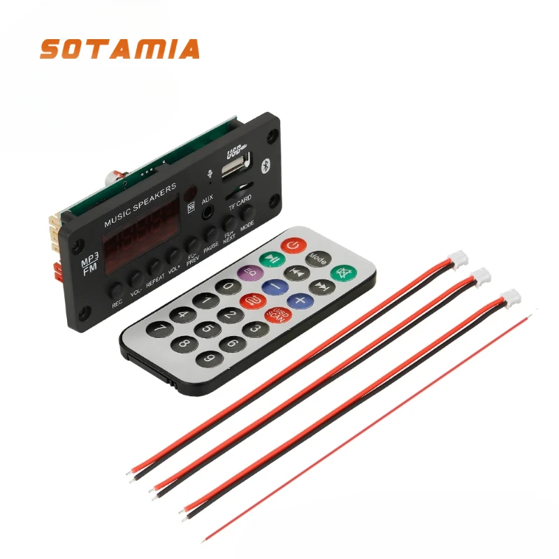 

SOTAMIA Bluetooth Power Amplifier 25Wx2 MP3 Decoder Audio Board Lossless WMA WAV APE FLAC Decoding Support FM Recording Call