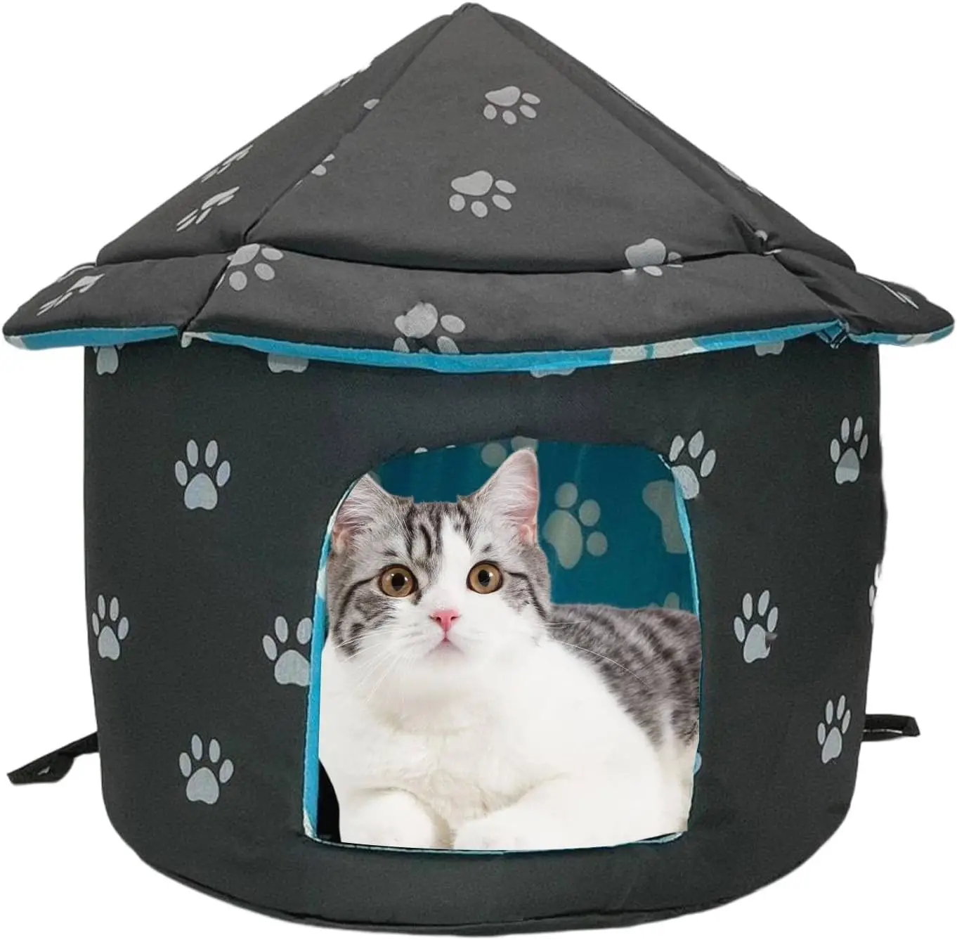 

Waterproof Outdoor Cat Dog House Foldable Warm Pet Cave for Winter Yurt Wild Animal Tent Bed Anti-Slip Kitten Cave Hut