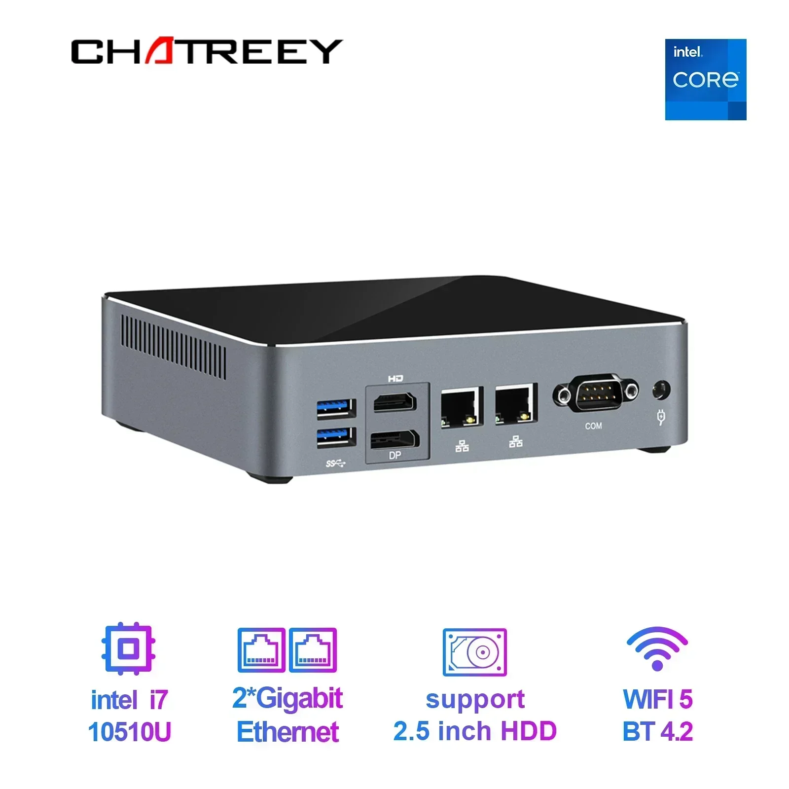 Chatreey mini pc  i7 10510U i5 10210U Nvme SSD Windows 11 gaming desktop computer 2xGigabit Ethernet