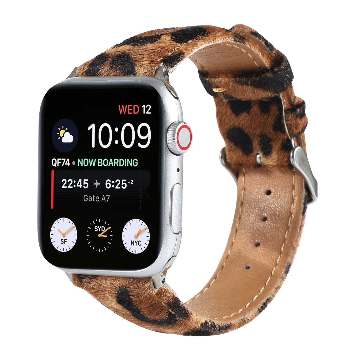 Apple Watch用レザーブレスレット,ヒョウ柄の馬のヘアバンド,iwatchストラップ,シリーズ4,5,6,7,8,9,se ultra,40mm, 41mm, 42mm 44mm、45mm、49mm