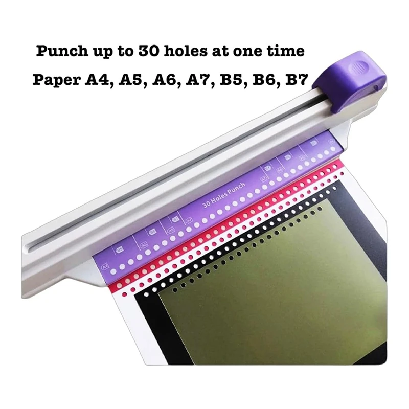 Top-30 Hole Punch Binding Machine, Hand Push Loose Leaf Hole Punch, A4 A5 A6 A7 B5 B6 B7 Book Binder Notebook Spiral Binding