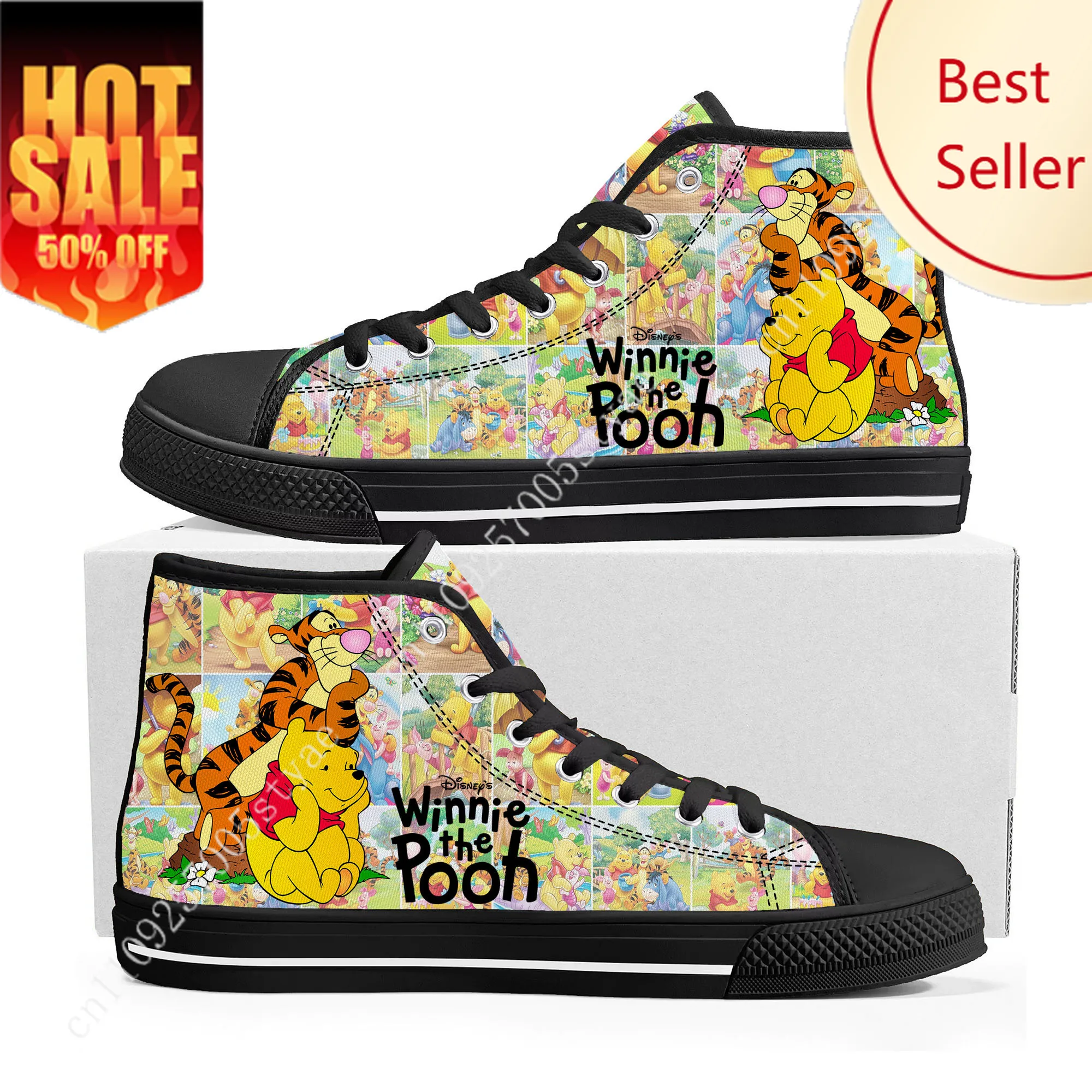 

Winnie the Pooh High Top Sneakers Disney Cartoon Movie DIY Decorate Shoes Design Your Party Holiday Gifts Custom Shoe