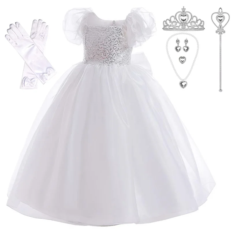 Bridesmaid New High Quality Princess Mesh Dress Girl Party Elegant Costume Kids Sequin Birthday Wedding Dresses Children Prom 9Y