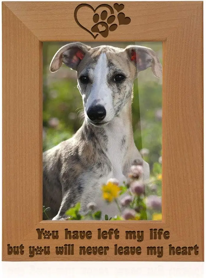 

You Have Left My Life, But You Will Never Leave My Heart Natural Wood Engraved Picture Frame, Paw Prints On My Heart Memorial