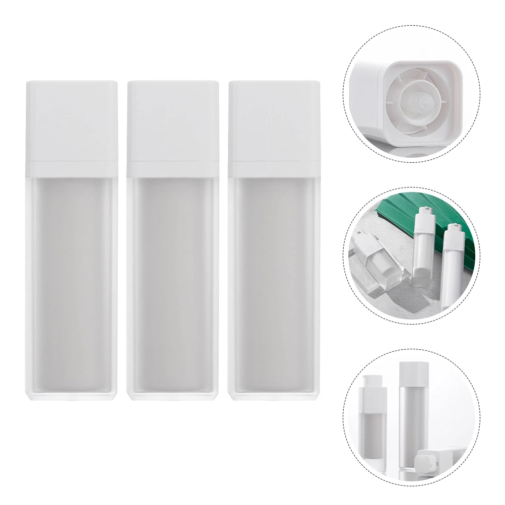 3Pcs Airless Pump Bottles Frosted Refillable Travel Lotion Containers Empty Press Pump Dispensers Vacuum Bottles