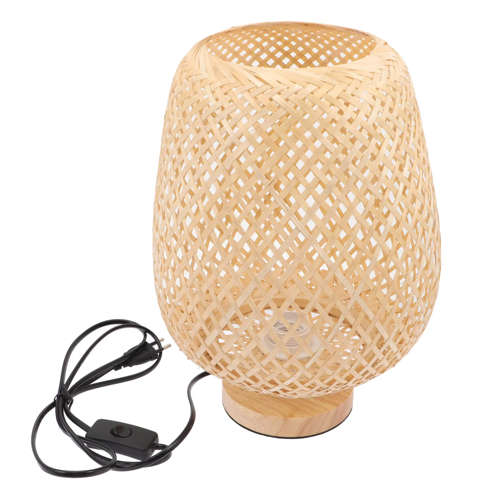 

Bamboo Weaving Desk Light Handmade Lampshade Romantic Warm Night Light for Bedroom Office Living Room Decorative LED Lamp