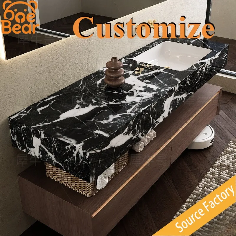 Any Size Custom High End Creative One Piece Marble Vessel Sink Solid Stone Anti Stain Easy Clean Luxury Art Upscale Bathroom