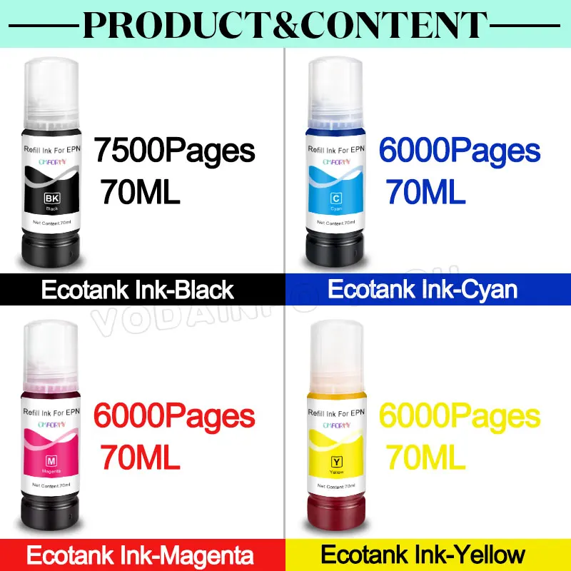 T103 103 104 Tusze do ponownego napełniania do drukarek Epson EcoTank L1110 L3100 L3110 L3111 L3116 L3150 L3151 L3156 L3160 5190 — zdjęcie produktu 3