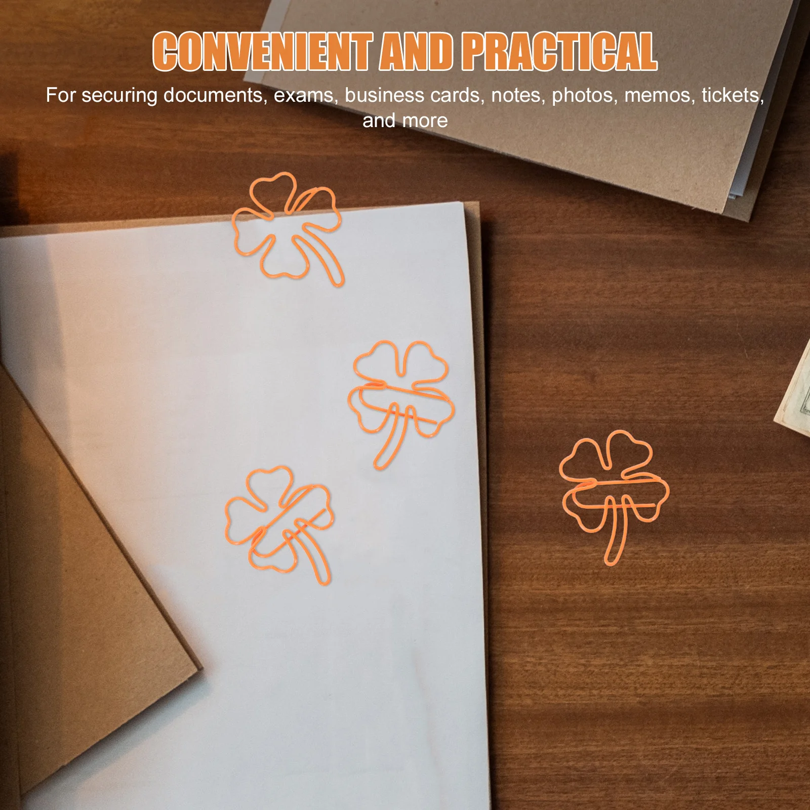 50pcs Shamrock Shaped Paper Cute Metal Document Clips For Notes Photos Business Cards School Office Supplies Bookmark Stationery