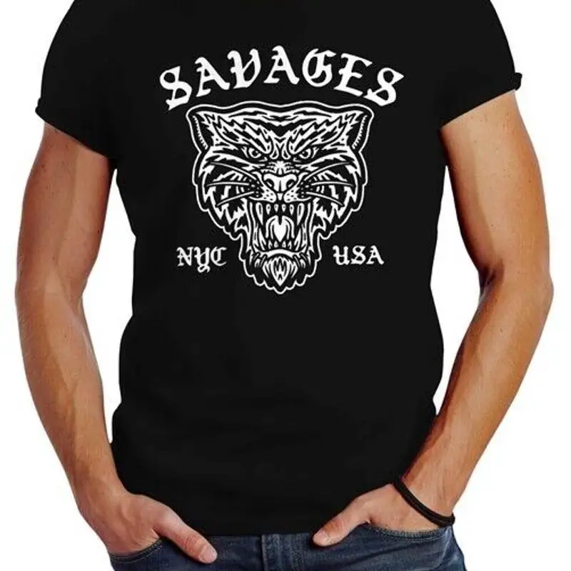 Men's Tiger Vintage Print Slim Fit Neverless® TShirt