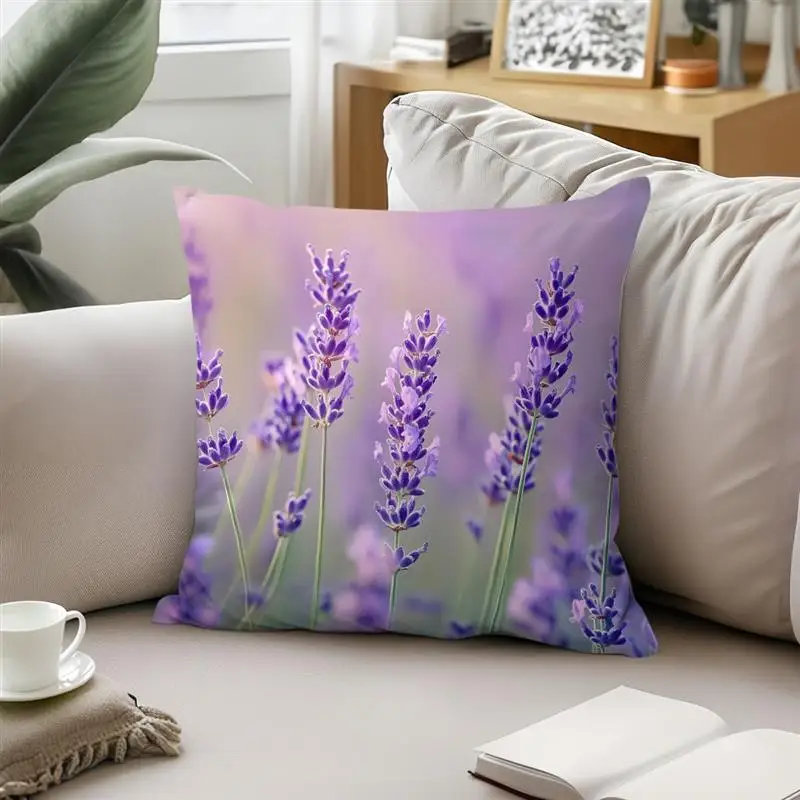 خمر الأرجواني الخزامى سلسلة الطباعة رمي وسادة غطاء الوسادة مقعد سيارة ديكور المنزل أريكة سرير المخدة الزخرفية 45x45cm #4