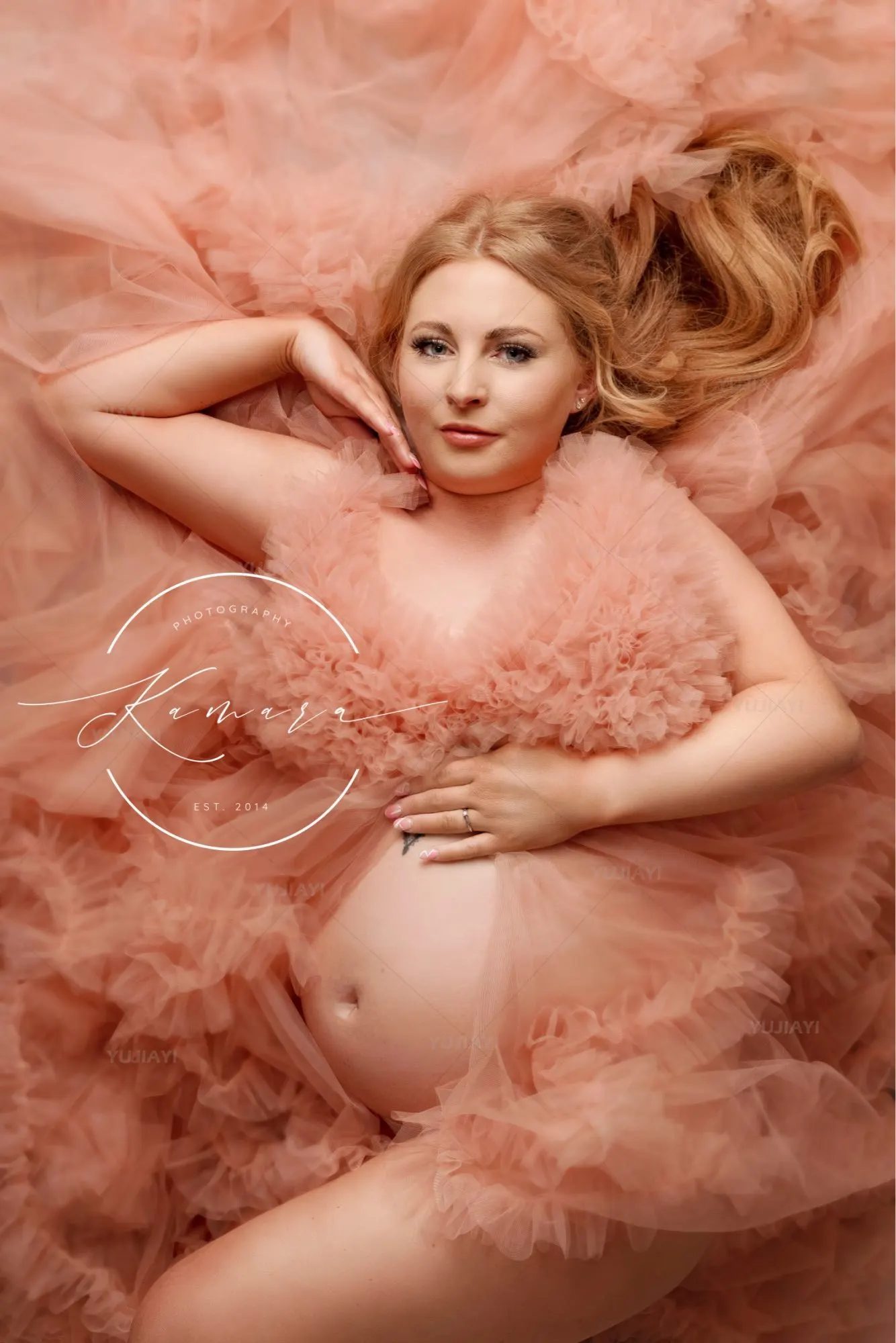 Bata de maternidad con volantes escalonados, ropa de dormir, camisón, vestido de maternidad, sesión de fotos