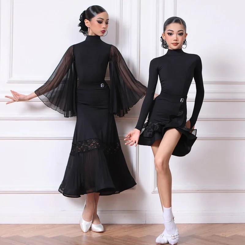 Waltz Ballroom Dance Competition Dresses Girls Flying Sleeves Latin Dance Dress Children'S Performance Modern Dancing Wear 11384