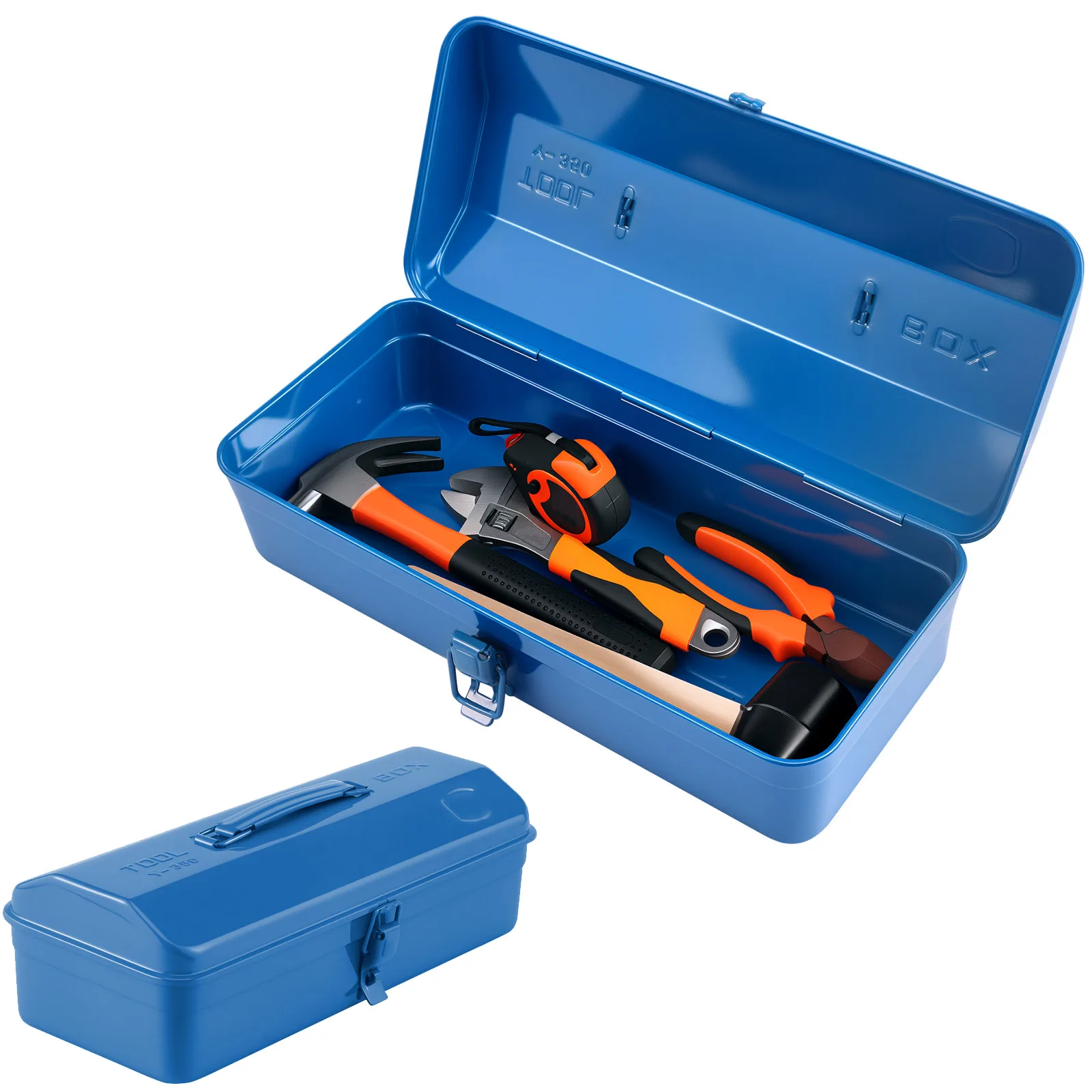 صندوق تخزين أدوات معدني كبير مع مقبض لحقيبة الأدوات المحمولة لورشة العمل مع صندوق منظم قفل الغطاء لجزء الأجهزة