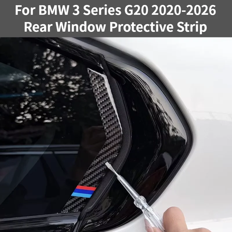 Car Upgrade For BMW 3 Series G20 2020-2026 Real Carbon Fiber Car Rear Window Protective Strip Cover Sticker Auto Accessories