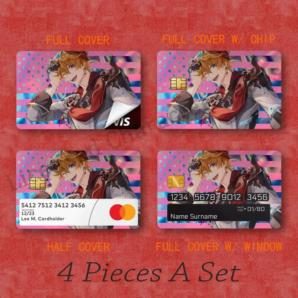 Tartaglia Laser Film Card Skin Sticker Fanart Card 54x85mm Custom Chip Cutout Full Wrap Half Cover