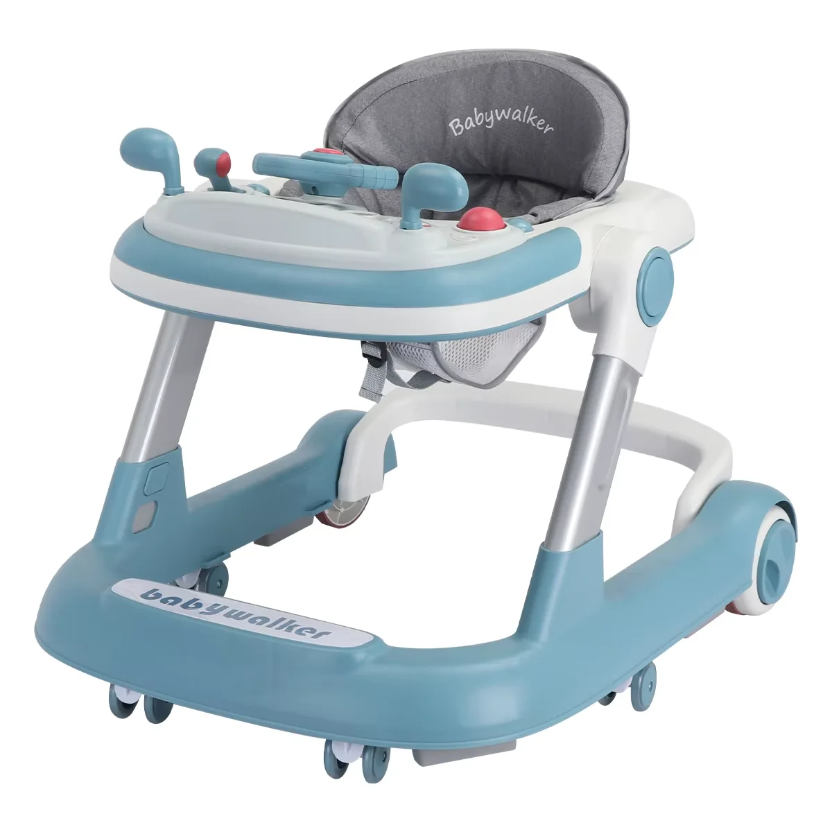 2-in-1 Babywalker, Kleinkind-Lauflernhilfe mit Abnehmbarem Fütterungstablett und Musiktablett (Ohne Batterie), Aktivitäts-Lauflernhilfe