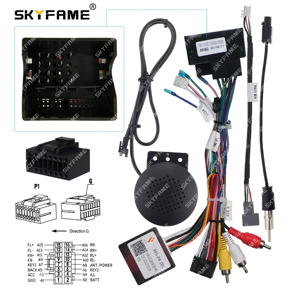 SKYFAME Car 16pin Wiring Harness Adapter Canbus Box Power Cable For Citroen Elysee C-Quatre C4L C5 C3-XR C3L Berlingo RP5-PA-001