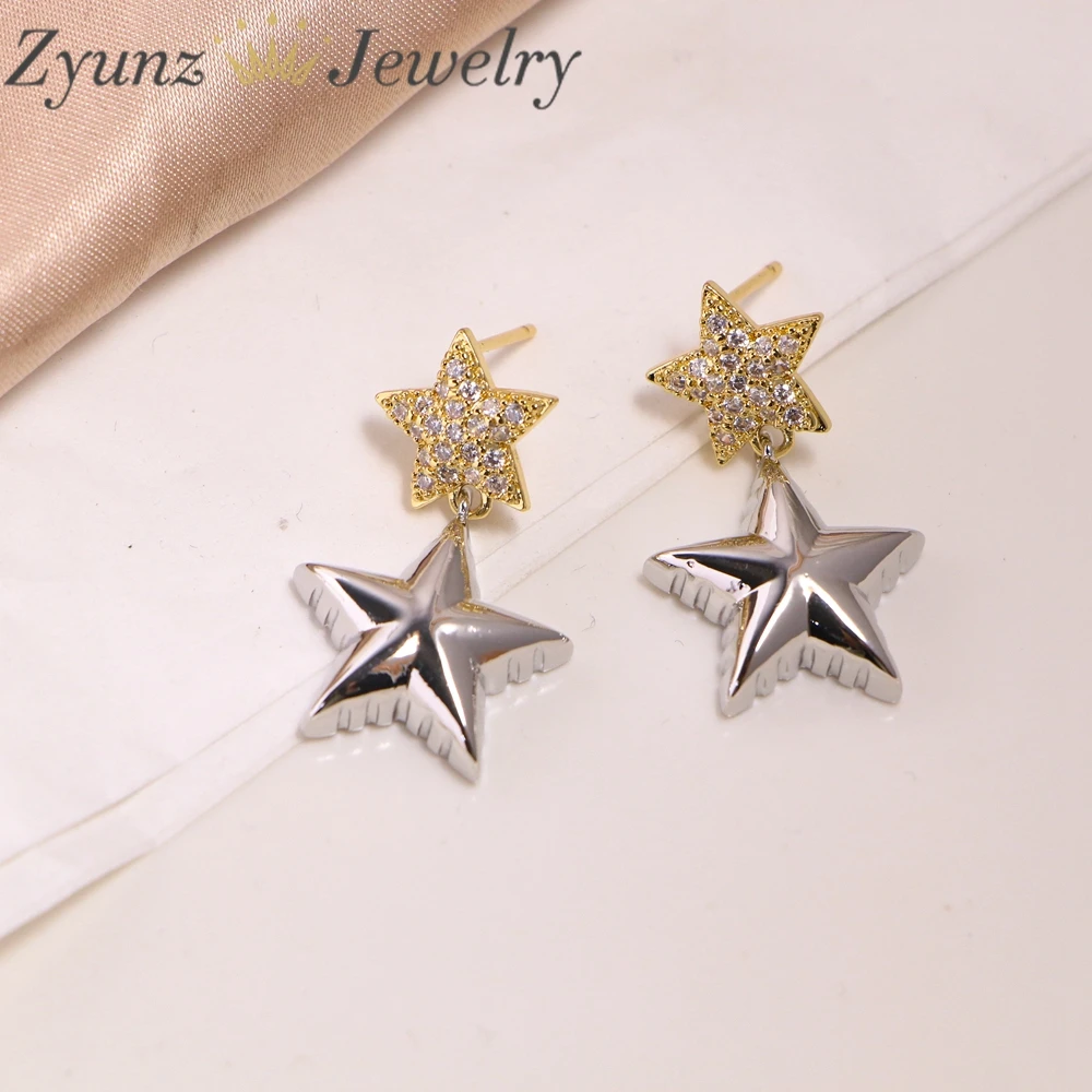 5 Pairs, Star Fashion Gold Silver Color Earrings Metal Minimalist High Quality Jewelry Women Gift