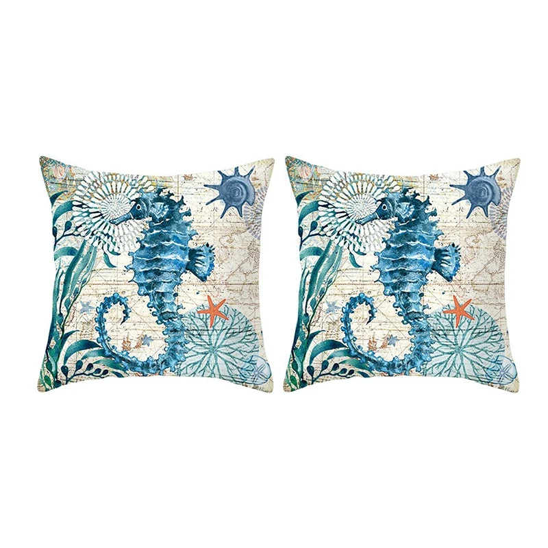 

Mediterranean Ocean Digital Print Peach Skin Pillow Cushion Cover Home Goods 21