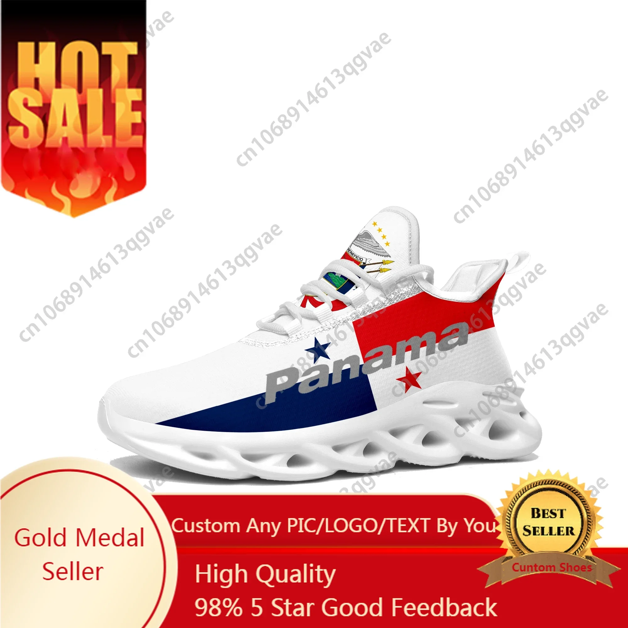 

Panamanian Flag Flats Sneakers Mens Womens Aaron Sports Running Sneaker Lace Up Mesh Footwear Panama Tailor-made Shoe White