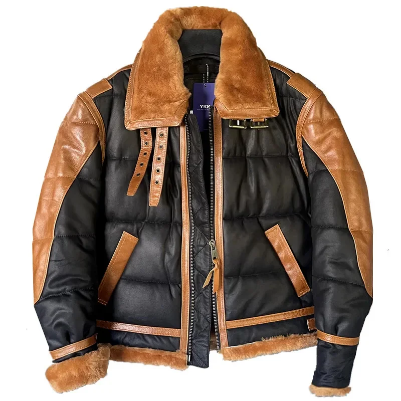 

B3 Men's Bomber Coat Military Style Mixed Colors Winter Leather Jacket