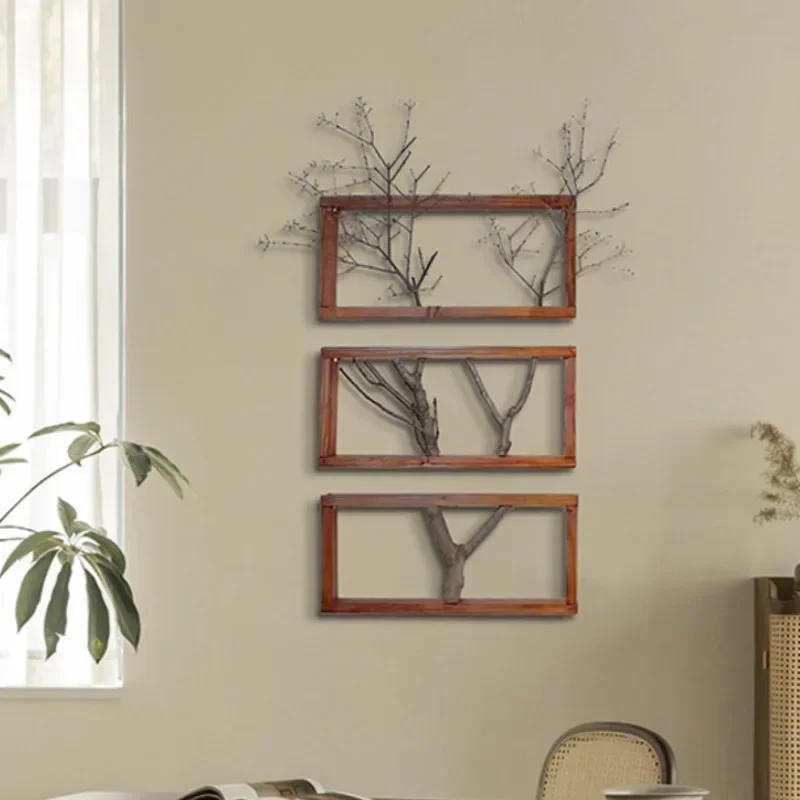 

Log Style Decorative Frame Retro Tableau Backdrop Hanging Artwork Restaurant Wabi-Sabi Branch Wall Adornment