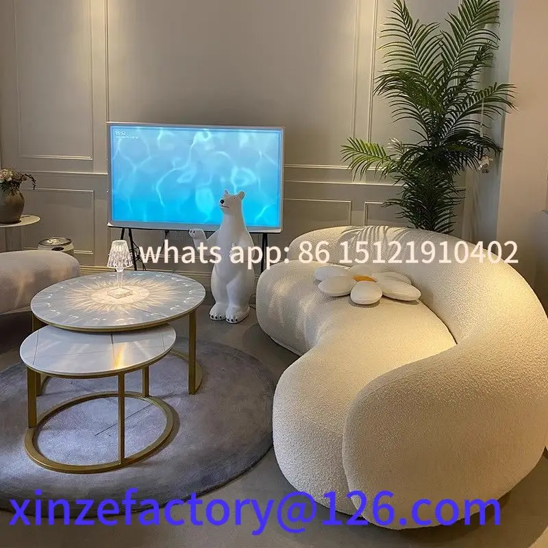 Customizable Nordic Internet celebrity living room light luxury beauty salon reception and leisure area curved sofa