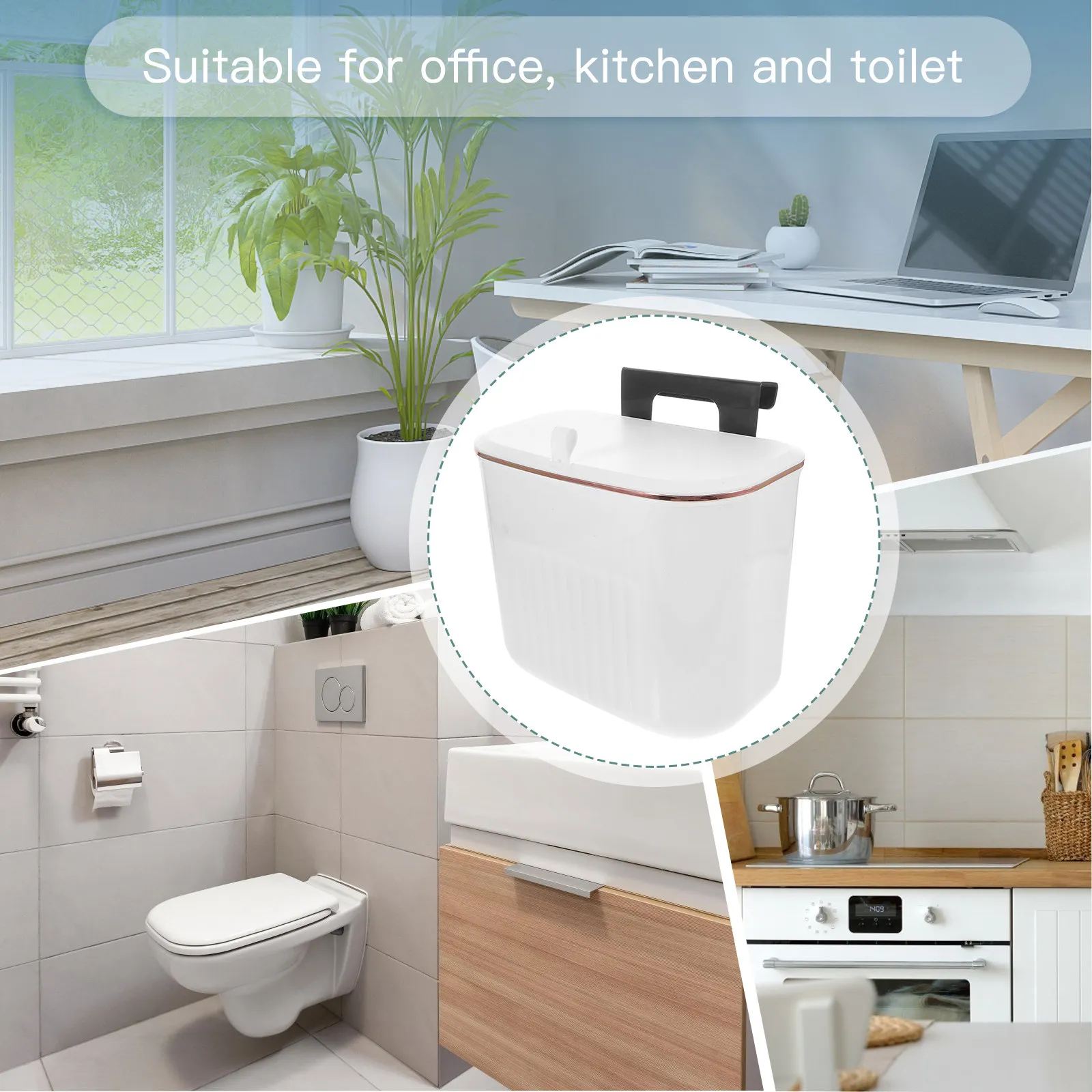 

Подвесное мусорное ведро для кухни с крышкой, устойчивое, для дверцы шкафа, экономит место, для ванной, спальни, дома