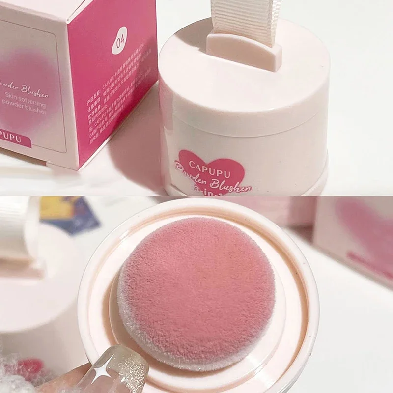 3-in-1 Natural Cheek Tint Blush Palette Bean Paste Pink Waterproof Face Blusher With Puff Contour Soft Cheek Rouge Girl Make Up