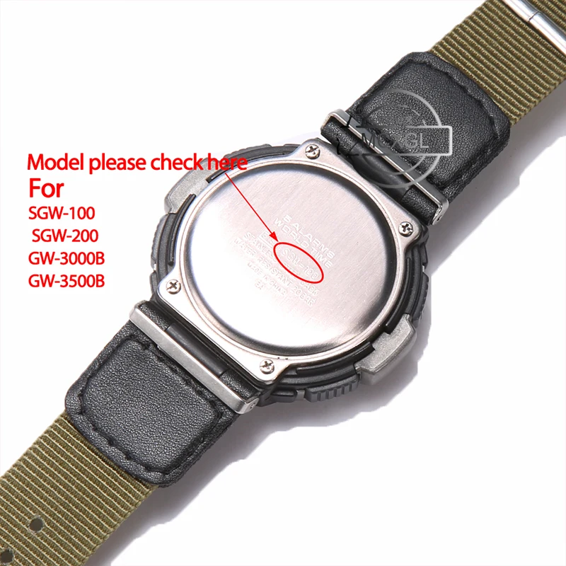 Nylon Leather Strap For Casio SGW-100 SGW-200 GW-3000B GW-3500B Replacement Pathfinder PAS410 band Men\'s Sport Watch Accessorie
