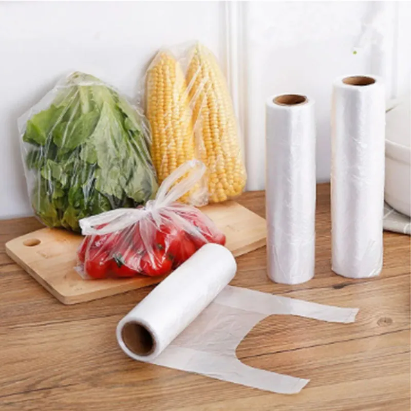 

100pcs/set Vegetable Food Plastic Freezer Bag Roll Heavy Duty Disposable Food Storage Bag Freezer Bags Home Kitchen Organizer